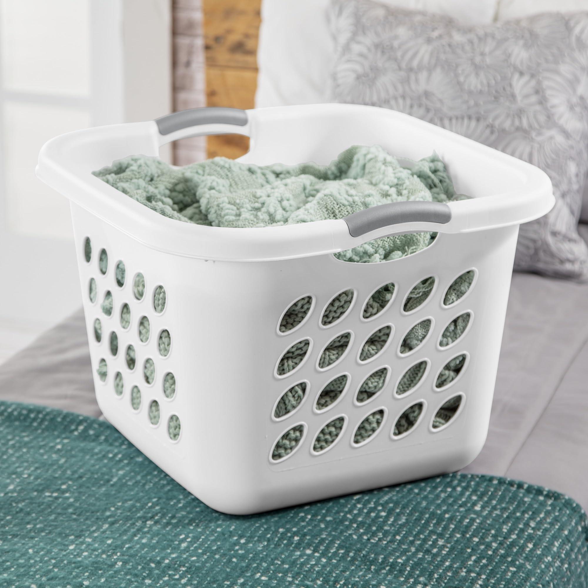 PEtbon PEtbon 1.5 Storage Bushel Square Laundry Basket Plastic, Laundry Hamper White