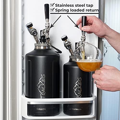 TrailKeg TrailKeg - Carbonated Growler for Beer - One Gallon - 18/8 Stainless Steel - Vacuum Insulated Double Wall, Cold for 48 Hours - Craft Beverage Dispenser for Beer, Soda, Cocktails, and Kombucha
