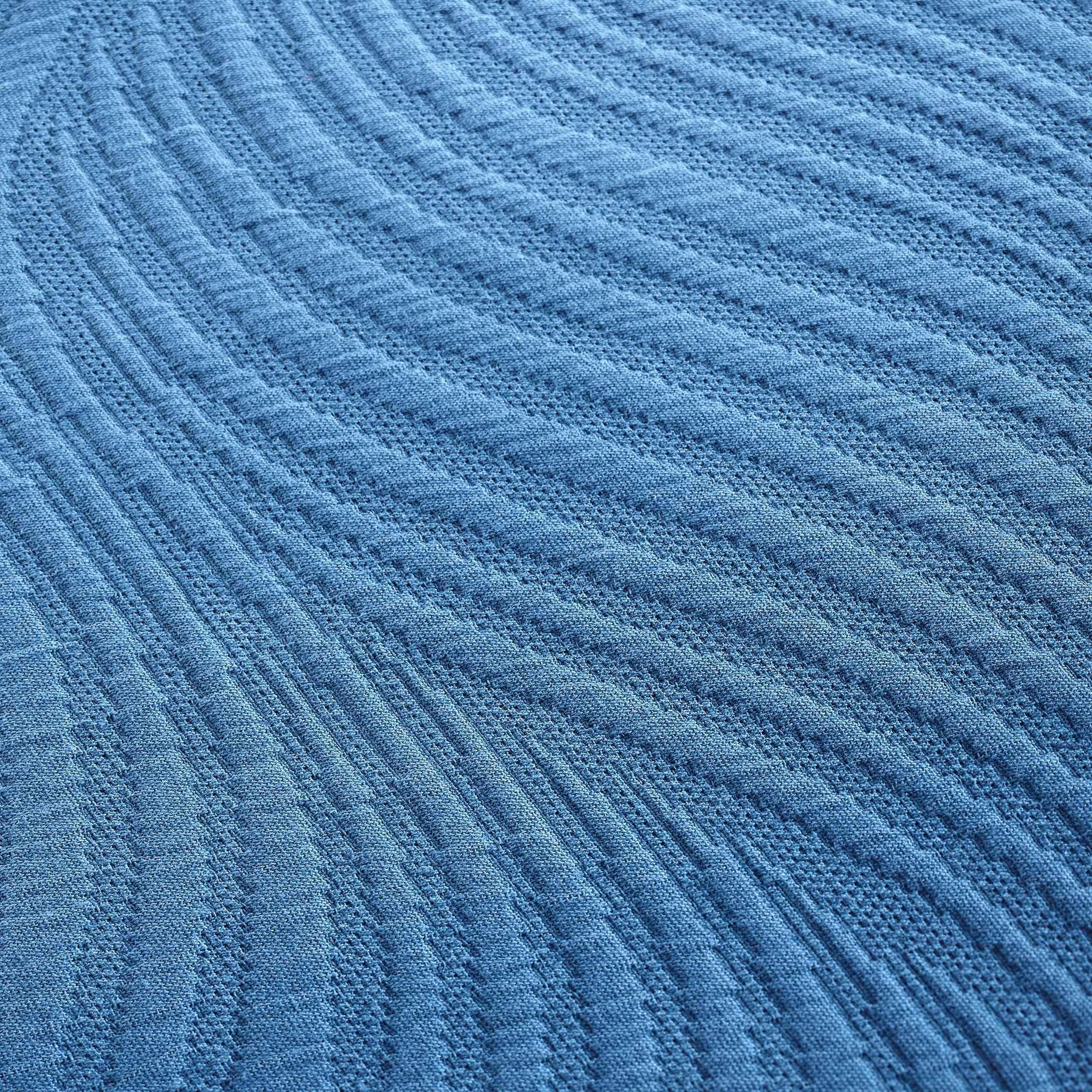 Superior Superior Cascade Cotton 2 Piece Bedspread Set, Home Bed Decor, Decorative Textured Bed Spread, 1 Pillow Sham, Airy Blanket, Matelasse Coverlet Bedding, Wave Pattern Design, Twin, Denim Blue