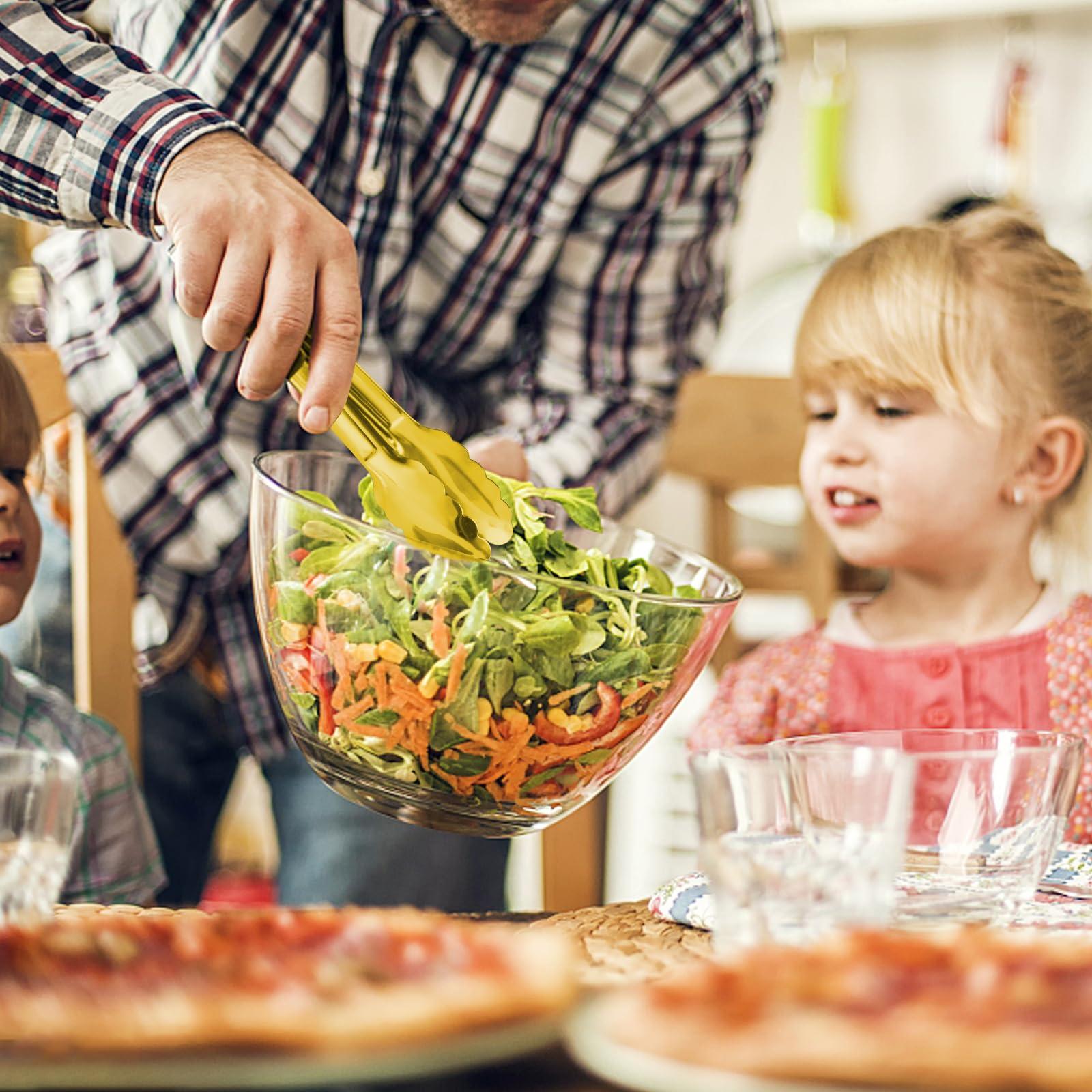 Gisly Gisly 6-Piece Gold Serving Tongs, Gold Serving Utensils, Stainless Steel Gold Plated Buffet Serving Tongs,Salad Buffet Tongs,9 Inch