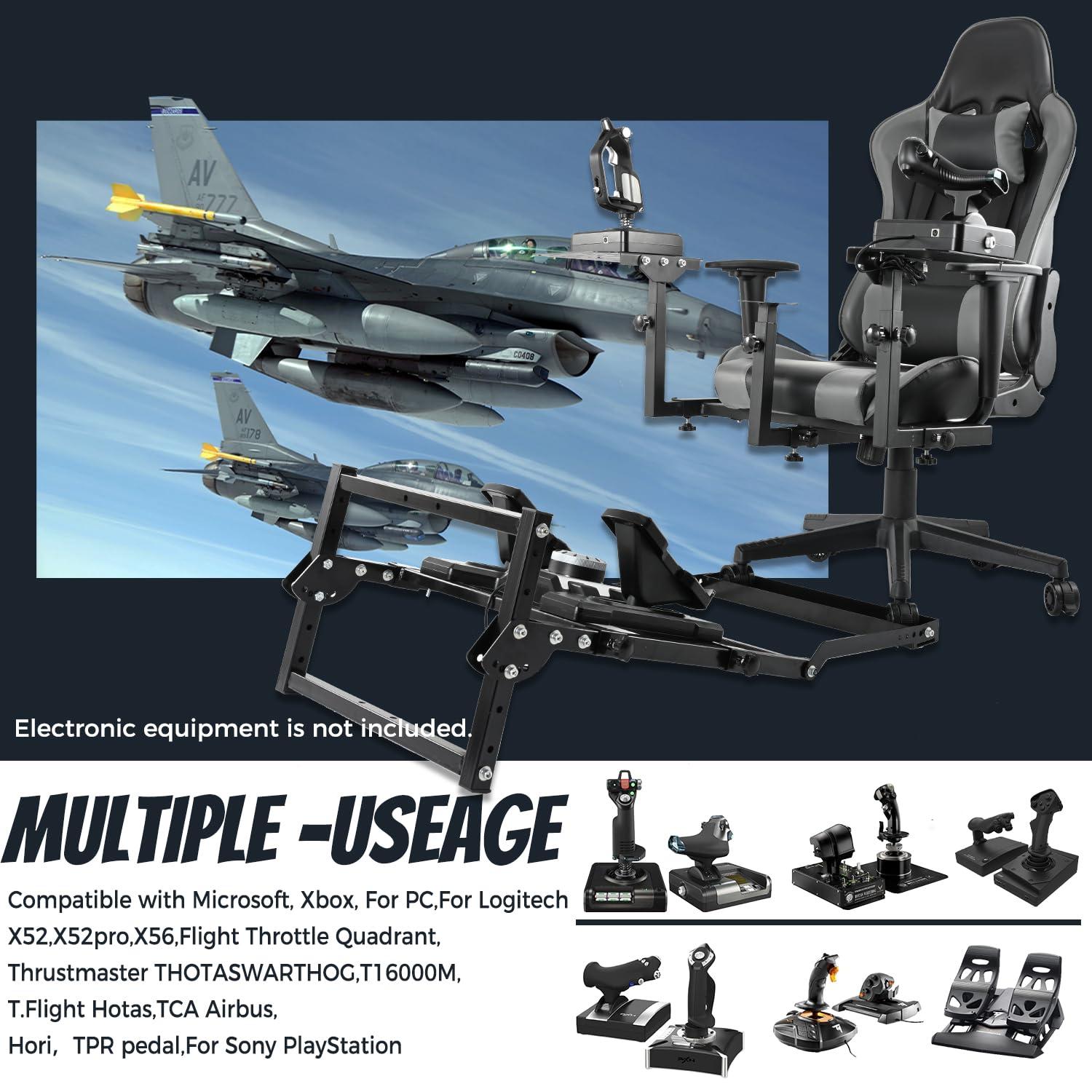 Gazzyt Gazzyt X52 Flight Simulator Cockpit Playseat with Foldable Pedal Stand Fit for Logitech X52PRO X56, Thrustmaster,Hotas Warthog, Not Included Pedals, Joystick and Throttle