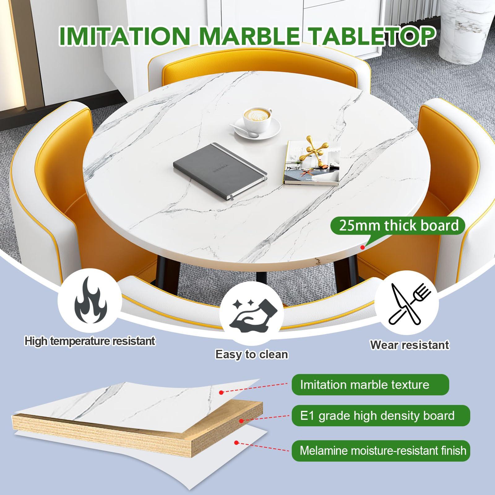 YKLYTBD YKLYTBD Dining Table Set for 4, Modern Dining Room Table Set for 4, Round Dining Table with 4 Chairs, Conference Reception Table, Kitchen Breakfast Nook Table Set Furniture