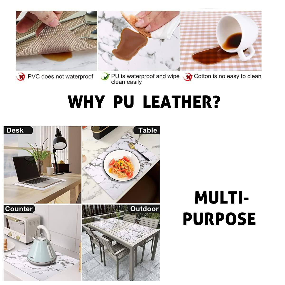 G15-ART Paris Leather Place Mats,Black White Plate Mats Set of 8 Coffee Decor for Dining Table 12x18in