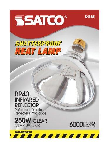Satco Satco S4885 120V 250 Watt R40 Medium Base Shatterproof Heat Lamp, Clear