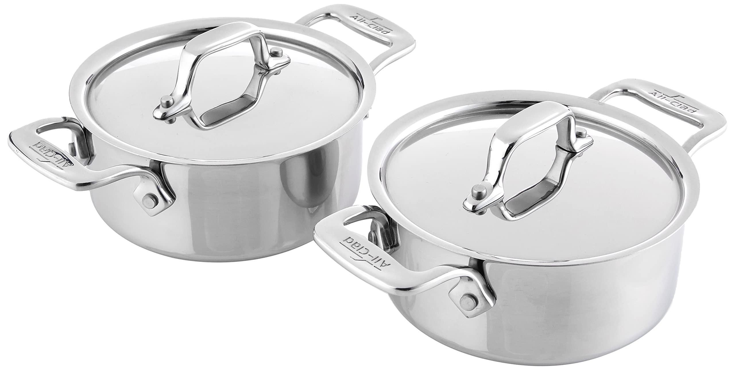 All-Clad All-Clad Specialty Stainless Steel Ramekin with Lid 2 Piece Oven Broiler Safe 600F Pots and Pans, Cookware Silver