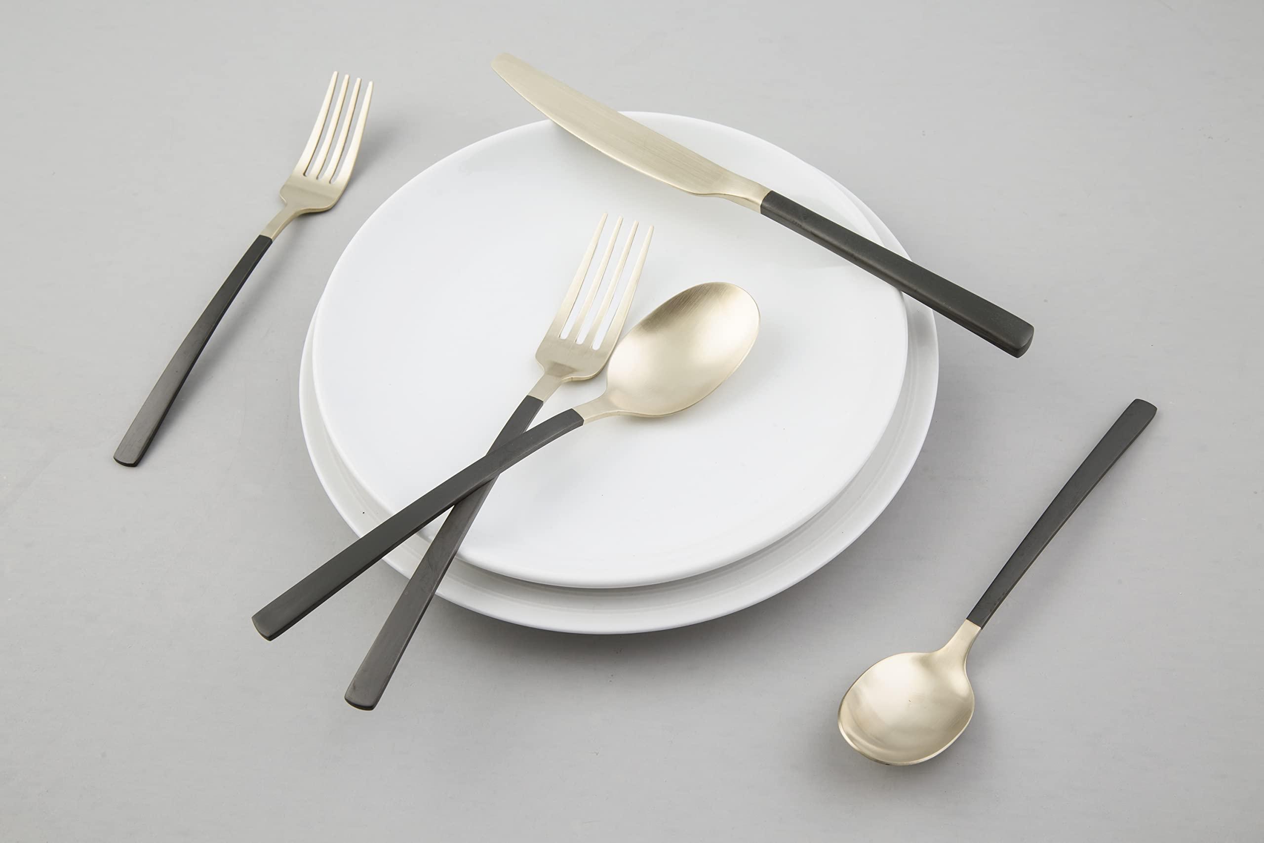 CAMBRIDGE Cambridge Silversmiths Beacon Black Champagne Satin 20-Piece Flatware Set, Service for 4