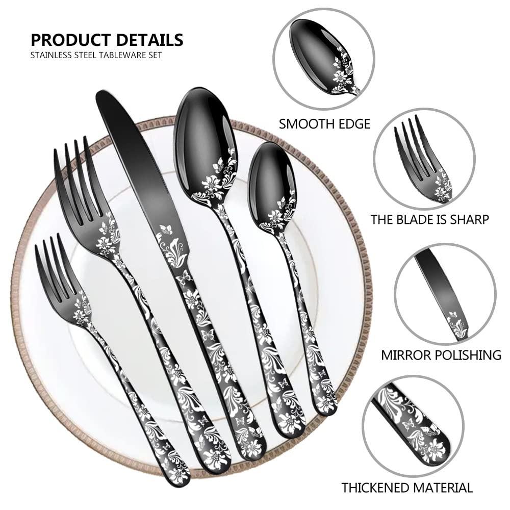 IKXO IKXO 50 Pieces Rainbow Silverware Set, Rainbow Flatware Set Food-Grade Stainless Steel Cutlery Set for 10, Tableware Eating Utensils for Home and Restaurant Wedding Halloween Christmas