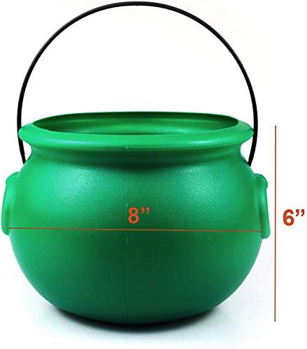 GiftExpress GIFTEXPRESS 8\" Green Cauldron Kettle for St Patrick Day, Mardi Gras, Halloween, Pot of Gold Pot, Lucky Leprechaun Pot, Plastic Cauldron