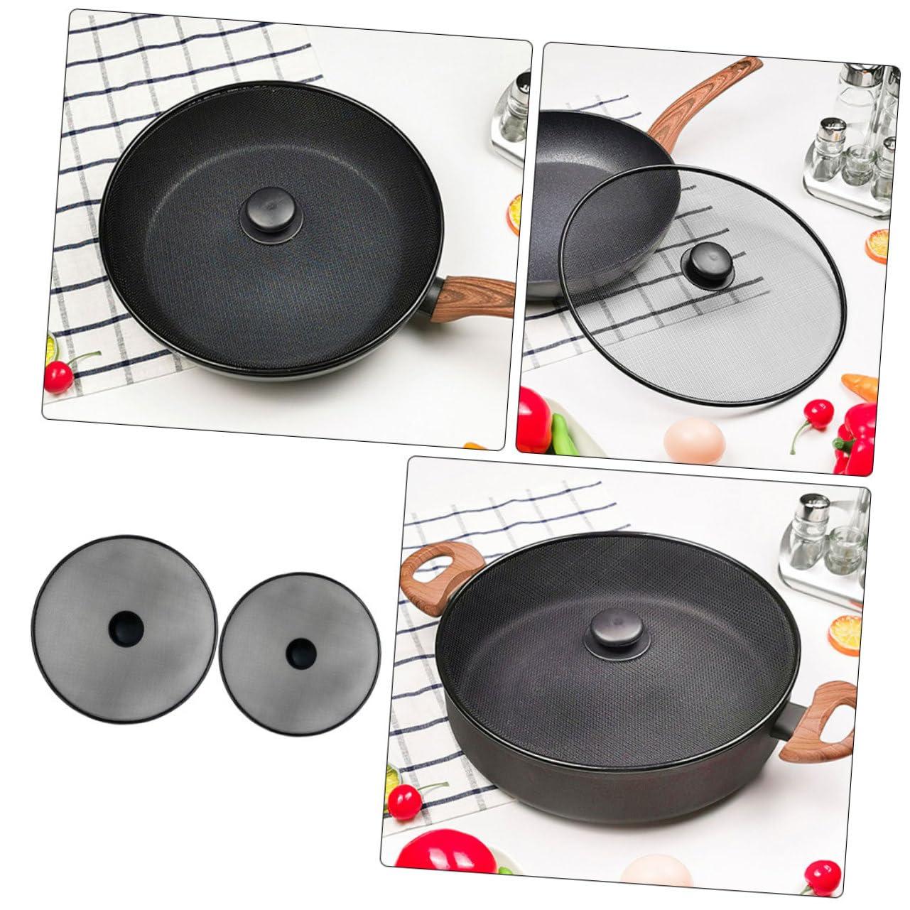 BRIGHTFUFU BRIGHTFUFU Oil Splatter Guard for Frying Pan 2 pcs Stainless Steel Pan Splatter Screen Mesh Splatter Guards for Cooking Easy to Use