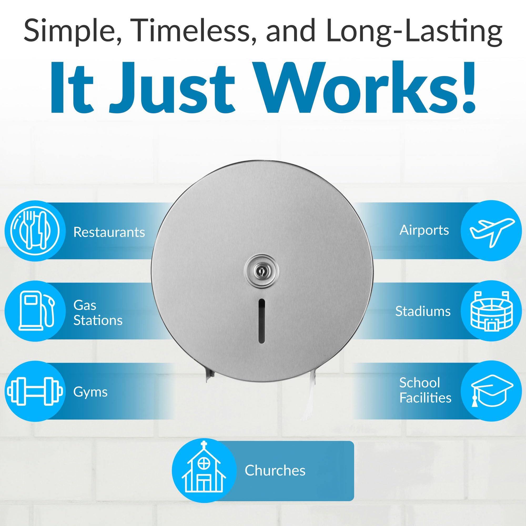 Bobrick Bobrick Single Jumbo-Roll Surface-Mounted Toilet Tissue Dispenser, Satin-Finish Stainless Steel, ADA Compliant, Secure Locking Design, Versatile Roll Compatibility, Durable & Easy-Load Mechanism (Model B-2890)