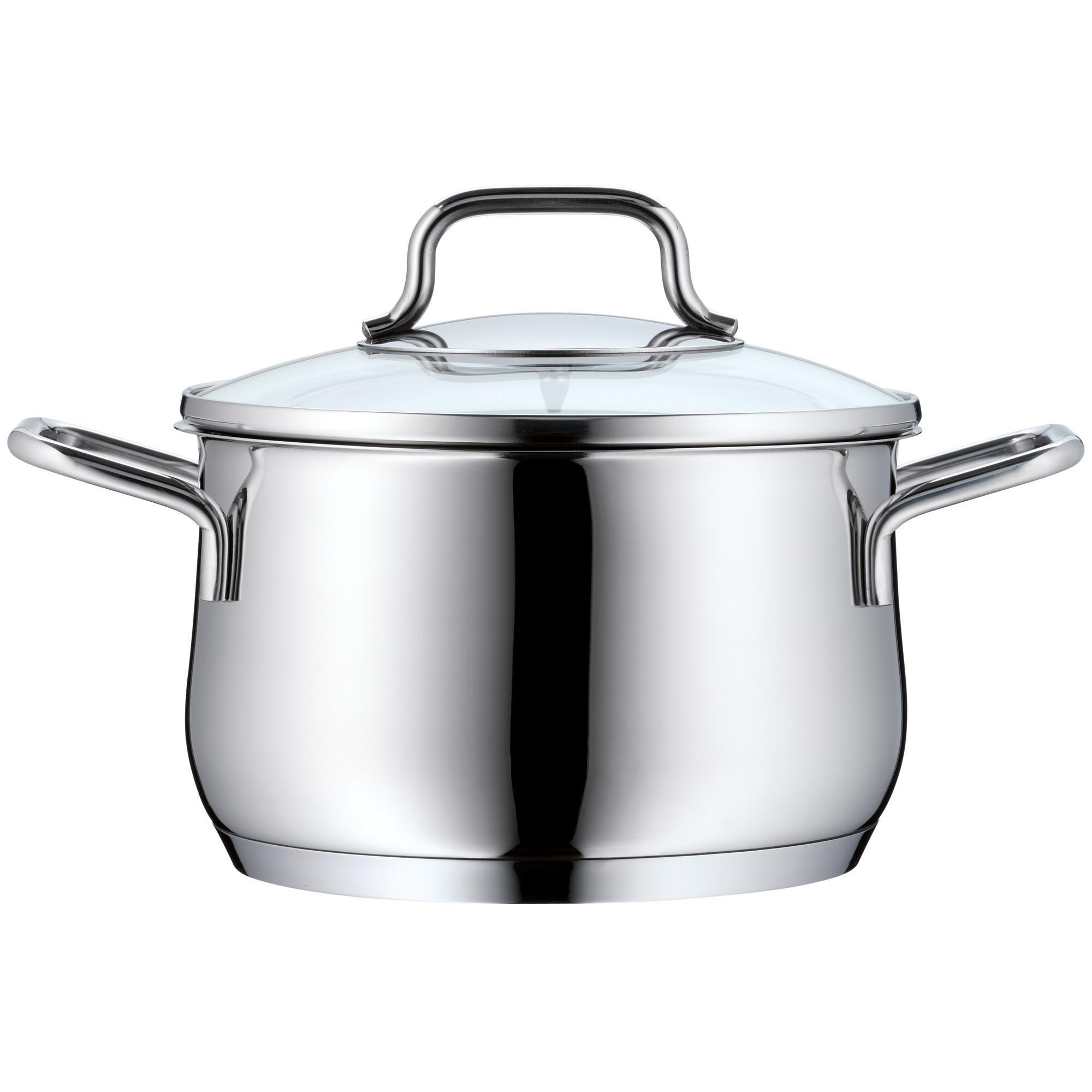 WMF WMF Brilliant 6-Piece Induction Saucepan Set with Glass Lid, Matt Cromargan Stainless Steel, Induction Pots Set, Uncoated