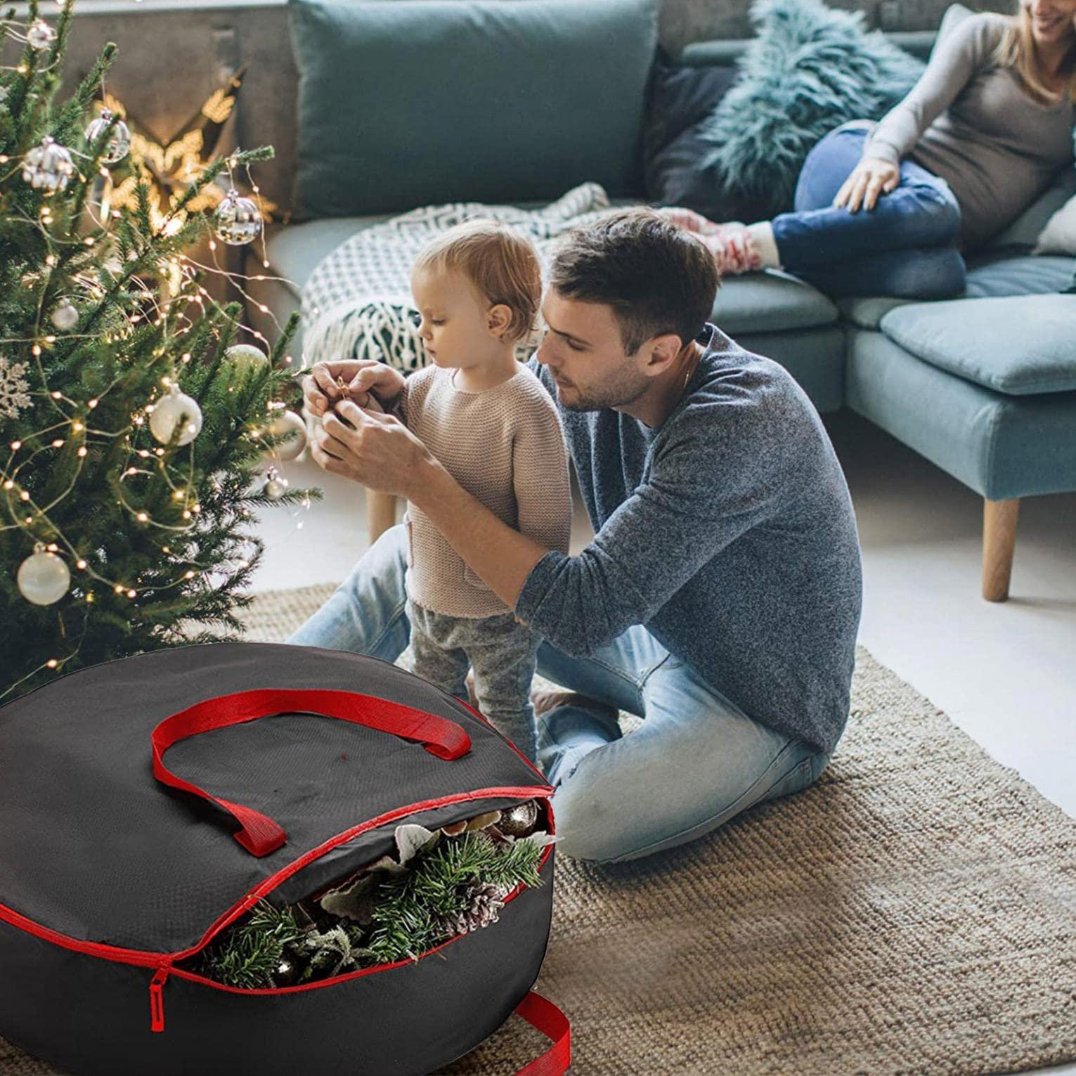 Cokino Cokino Extra Large Wreath Storage - Dual-Zippered Storage Container & Durable Handles, Protect Artificial Wreaths - Holiday Xmas Bag Made of Tear-Proof 210D Oxford Wreath Holder Wreath Boxes