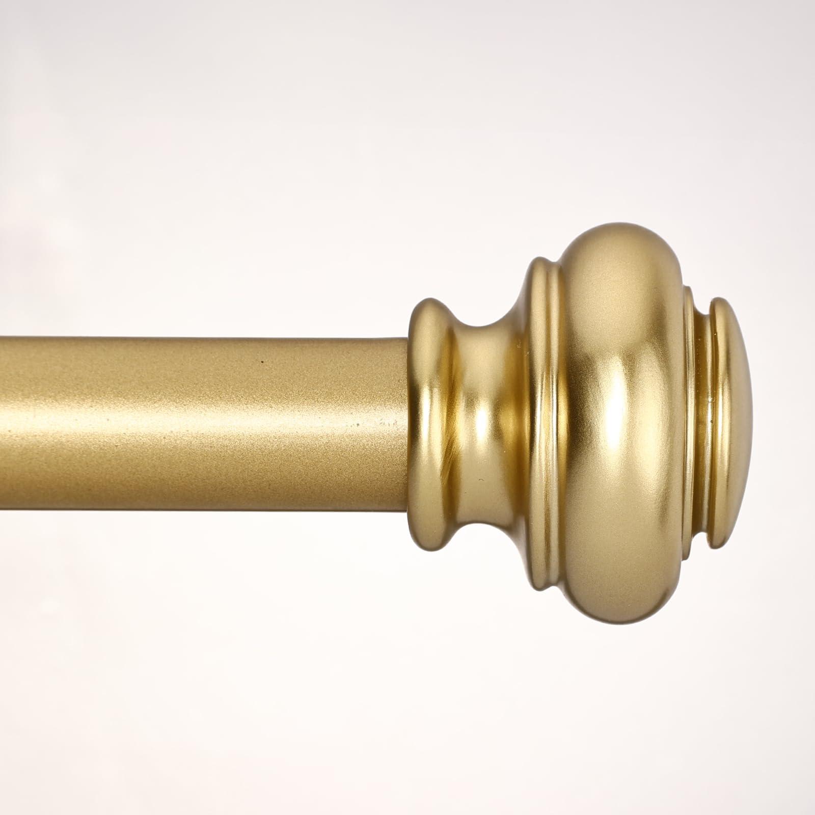 SIMEWIN SIMEWIN Heavy Duty Curtain Rods for Windows 72 to 144 Inches, 1 Inch Gold Curtain Rods for Bedroom, Living Room, Patio, Kitchen, Adjustable Curtain Rods with Classic Finials, Gold Finishing