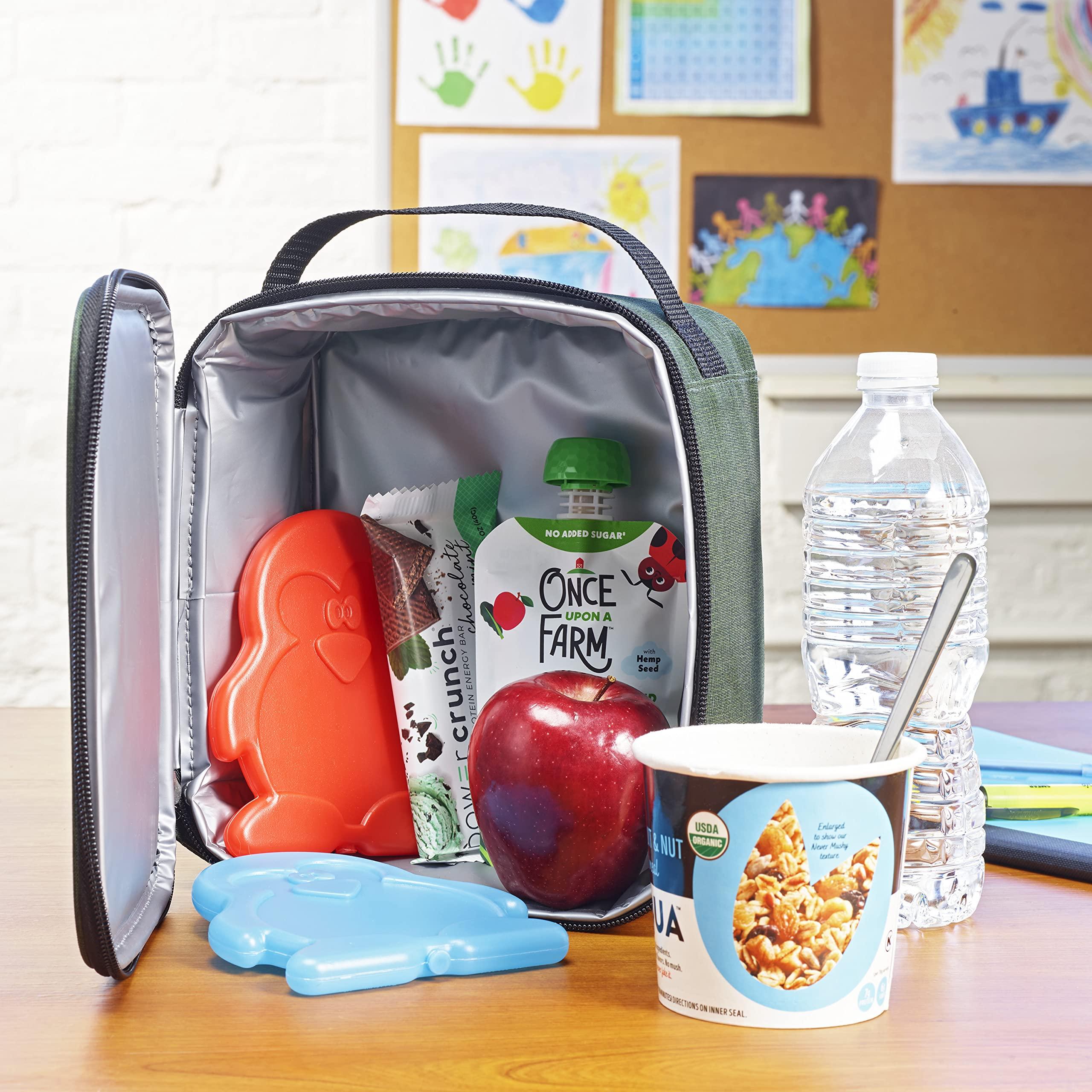 Fit & Fresh Fit & Fresh Cool Coolers Kids Lunch Box Ice Packs, Slim Ice Packs for Lunch Bags, Lunch Ice Packs Reusable-Multicolored, Set of 4 (Penguin)