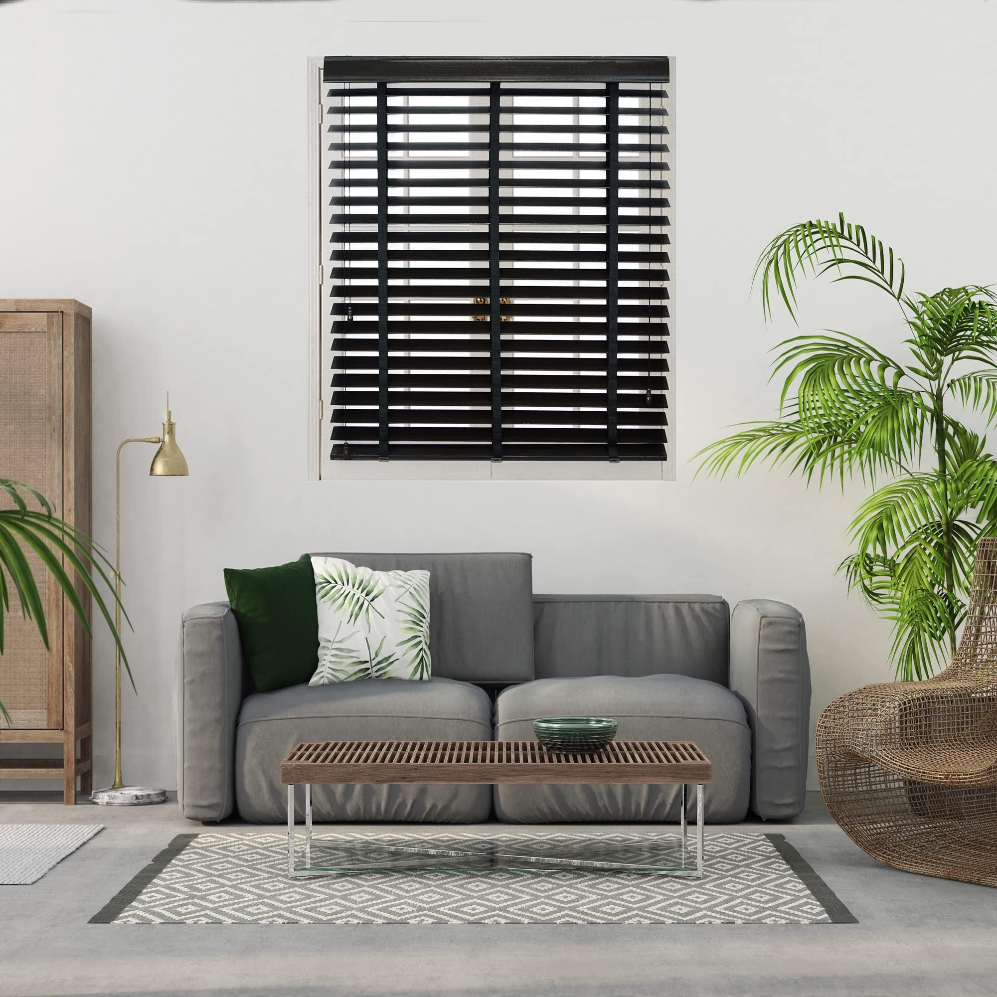 WAHHWF Waterproof Blinds for Bathroom Shower Window, Black PVC Venetian Blinds with Tapes, 2 inch Slats, 23.6 31.5 39.4 47.2 55.1 inch Wide Horizontal Blind for Home Office (Size : 80x180cm(31.5"x70.9"))