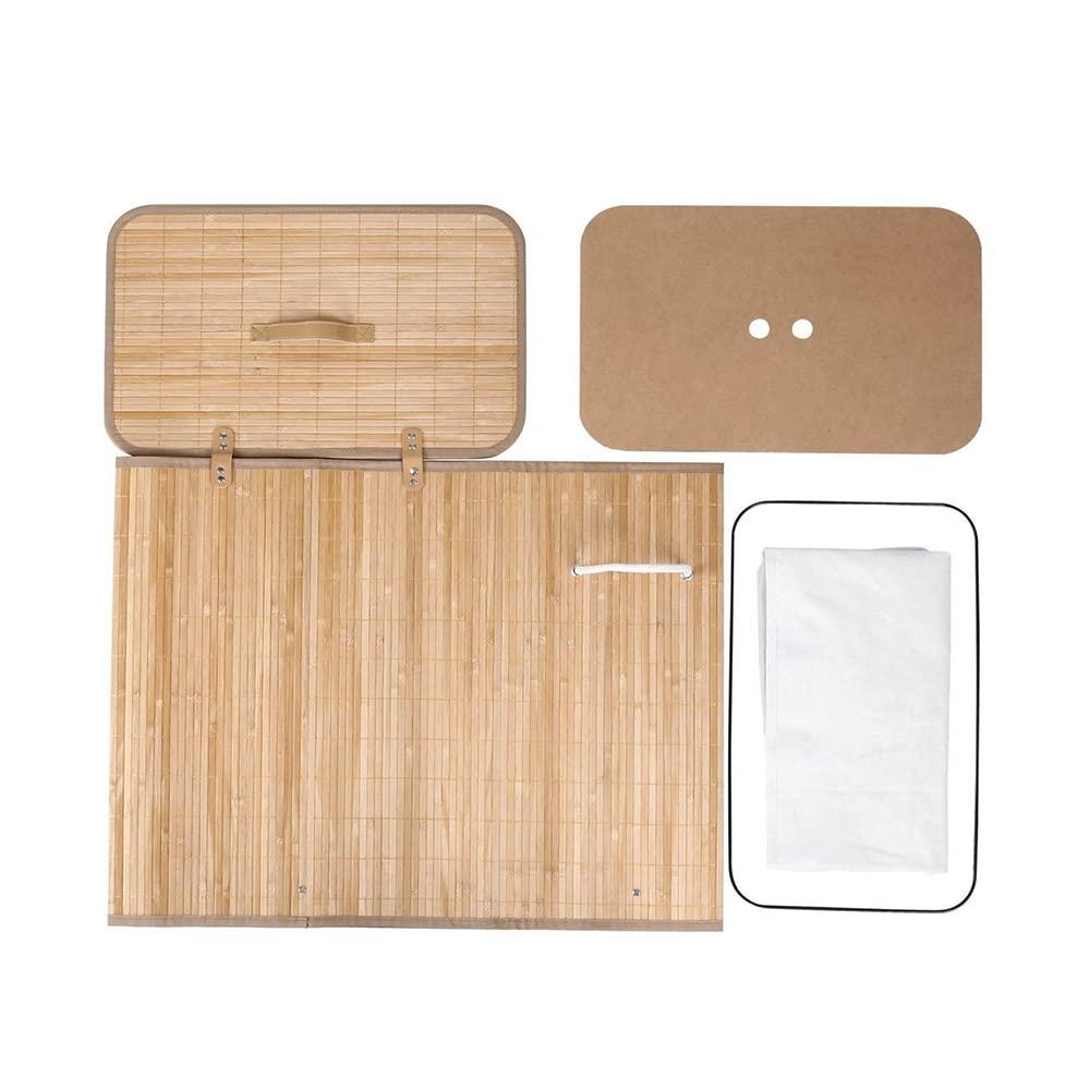 TAISK TAISK Large Capacity Bamboo Laundry Basket, Foldable Laundry Hamper Bin with Lid and Removable Cotton, Laundry Crate, Natural (13.8in*13.8in*19.7in)