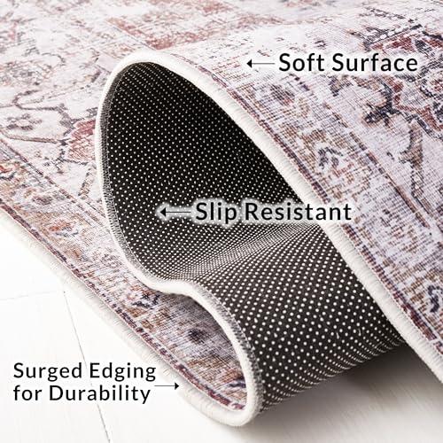 Safavieh SAFAVIEH Tucson Collection Area Rug - 6' Square, Beige & Light Sage, Persian Medallion Design, Machine Washable Ideal for High Traffic Areas in Living Room, Bedroom, Dining (TSN105B-6SQ)