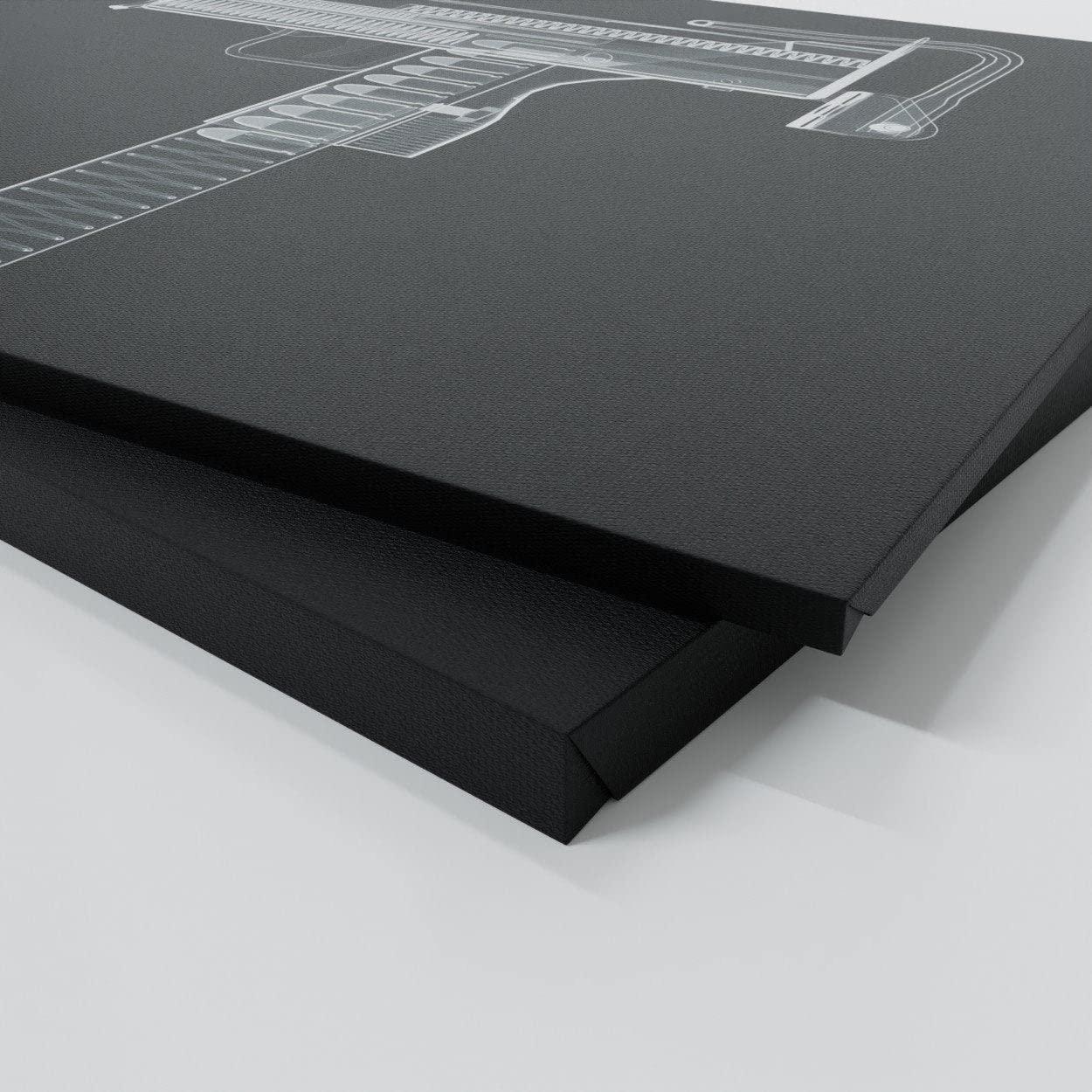 Sense Canvas Sense Canvas Uzi Canvas Art - X-Ray Cat Scan Gun Weapon Military Army Veteran Home Decor Print Poster Painting Medium 24x18 / 1.5\"