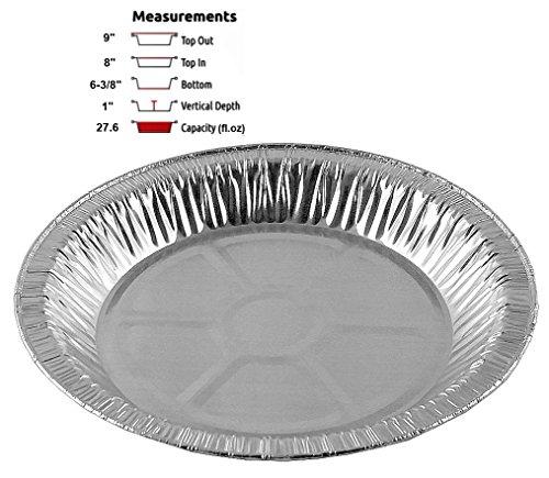 PACTOGO PACTOGO 9\" Aluminum Foil Pie Pans 1\" Medium Deep - Made in USA Disposable Tins w/Clear Hinged Clamshell Container (Pack of 25 Sets)