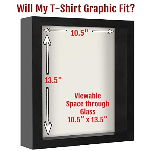 Shart Shart Original T Shirt Frame with Real Glass - Concert Event T Shirts Sports Jersey Display Case Frames, Black 11 x 14 Inches