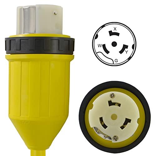 Conntek Conntek 17306: 50 Amp 125/250-Volt Marine Shore Power 4 Wire Extension Cord with Threaded Ring (25 FT)