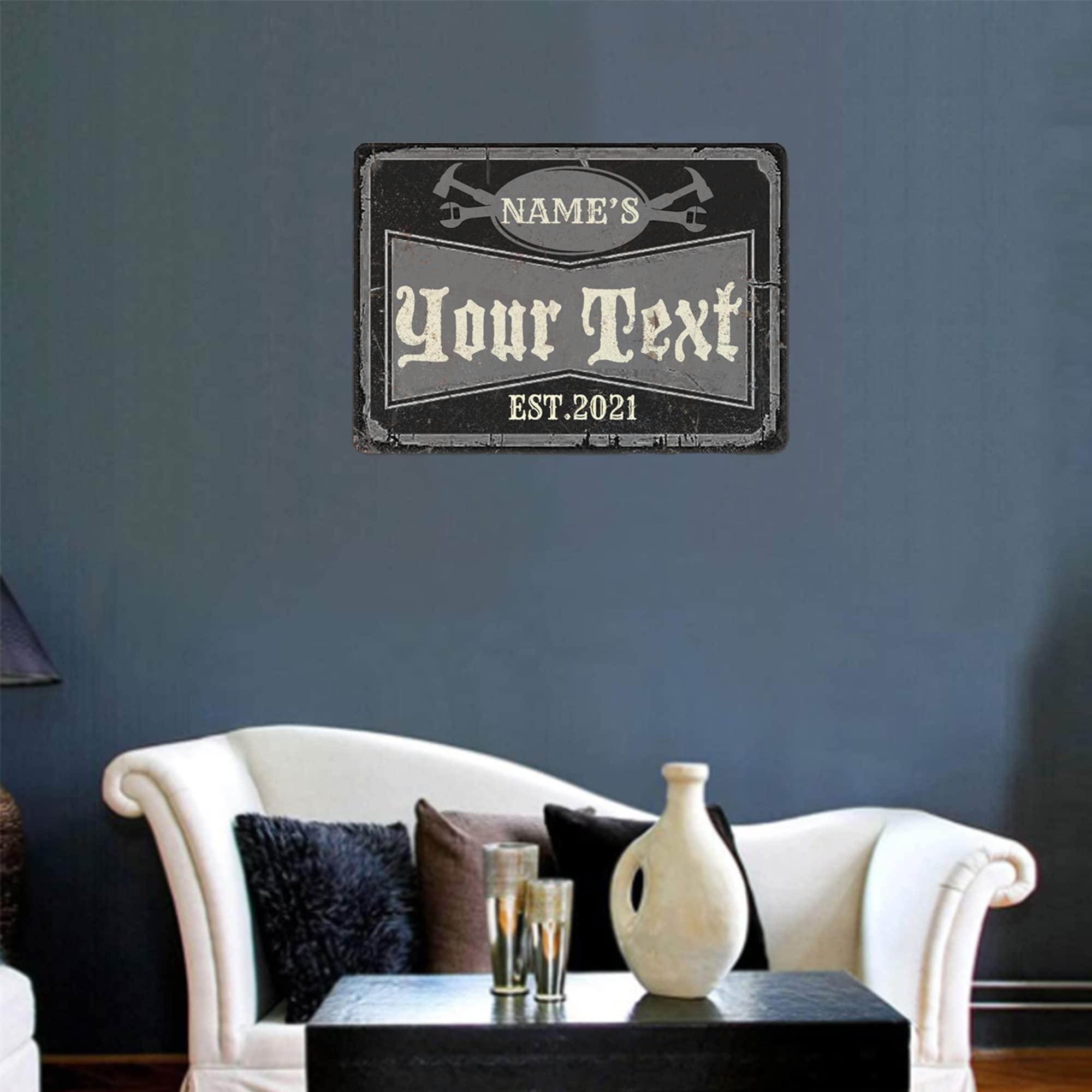 HomeLoft Basics Custom Metal Signs Personalized Retro Wall Art with Your Text for Business Shop Bar Backyard Decor Plate Creative Gifts