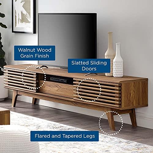 Modway Modway Render 70\" Mid-Century Modern Low Profile Entertainment TV Stand, 70 Inch, Walnut Walnut