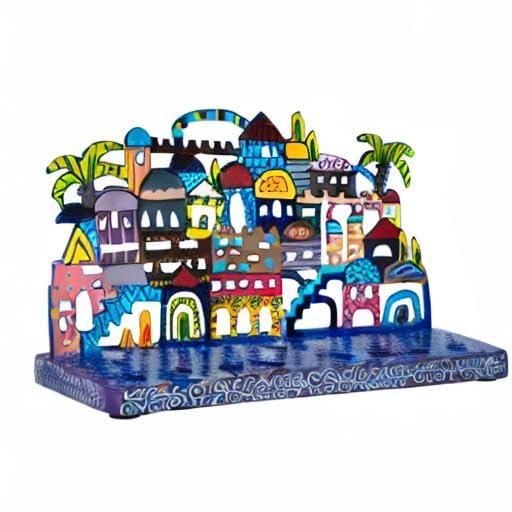 Yair Emanuel Jerusalem Laser Cut Metal Hanukkah Menorah by Yair Emanuel