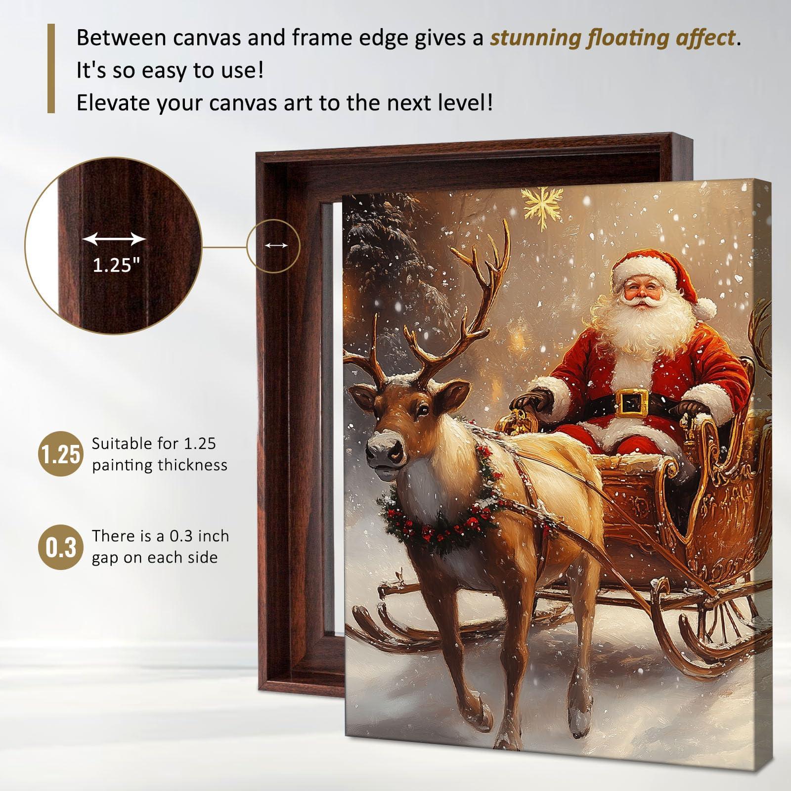 Generic Canvas Floating Frame Wood-Look Canvas Floater Frames for Removable Stretched Canvas Wall Art Painting Picture Frames Decor 1 1/4 inches Deeps for Home Wall Decor