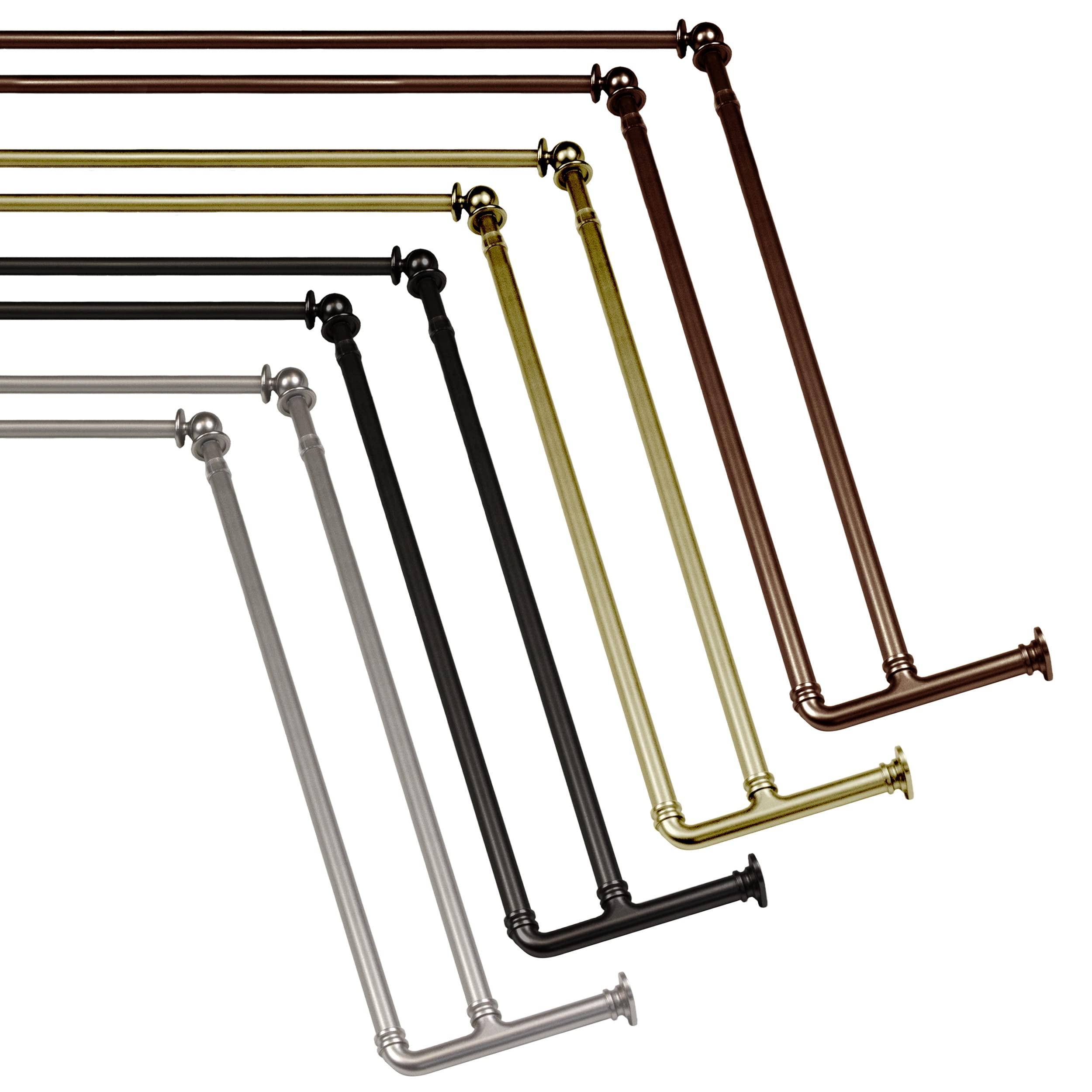 Rod Desyne Rod Desyne 5/8 inch Blackout Double Bay Curtain Rod, 20"-36", 38"-72", Antique Brass