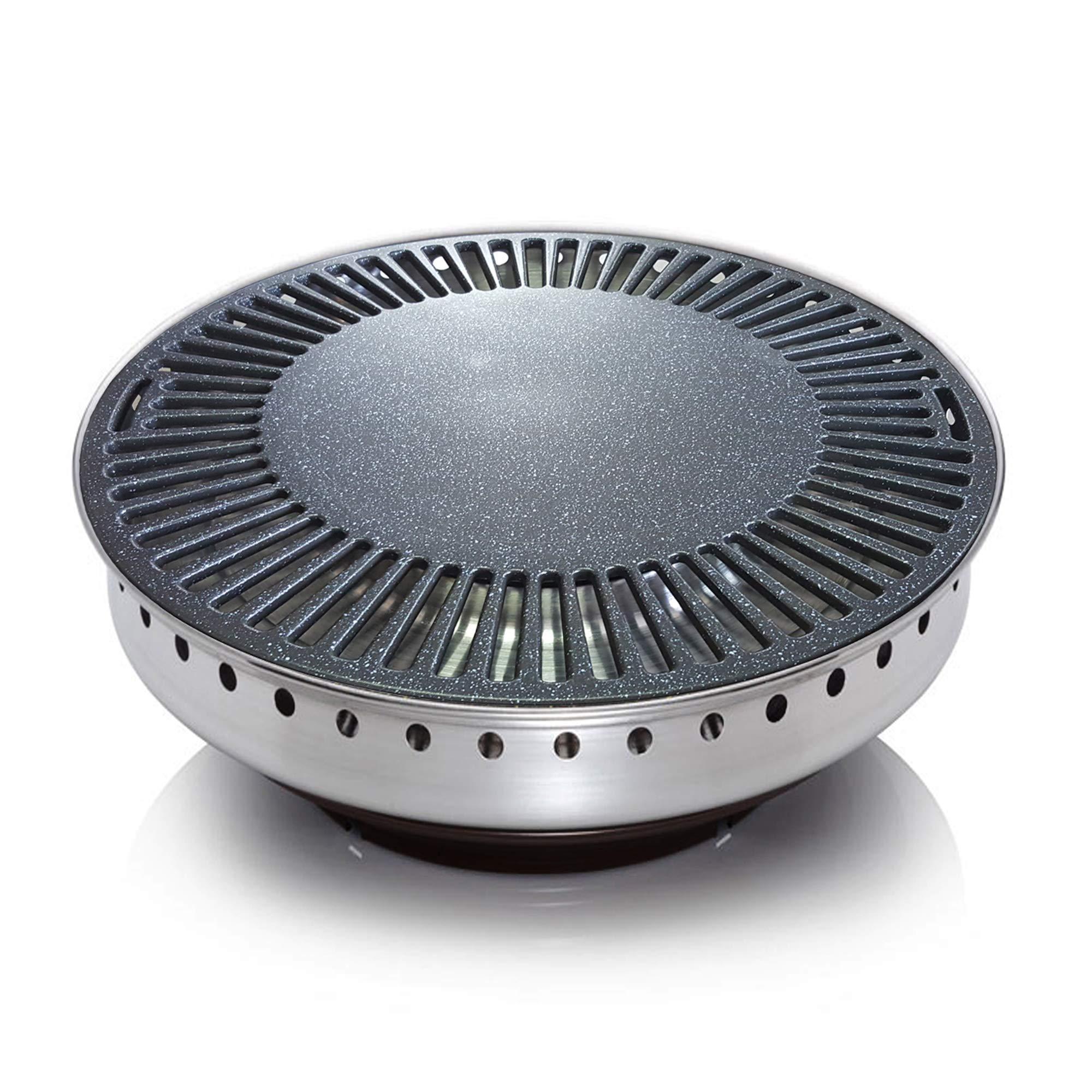 LALAKITCHEN LALAKITCHEN - Stovetop Korean BBQ, Smokeless Roaster DAGUNDA GRILL, Non-Stick, Indoor/Outdoor Korean BBQ (38cm) - TYPE B (Black)