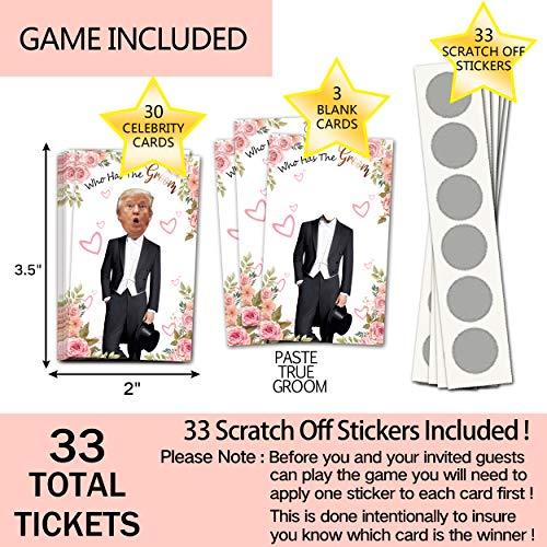 ukebobo ukebobo Floral Bridal Shower Games - Who Has The Groom Game - Scratch Off Celebrity Cards Tickets Bridal Shower Game - Funny Bachelorette Party Games