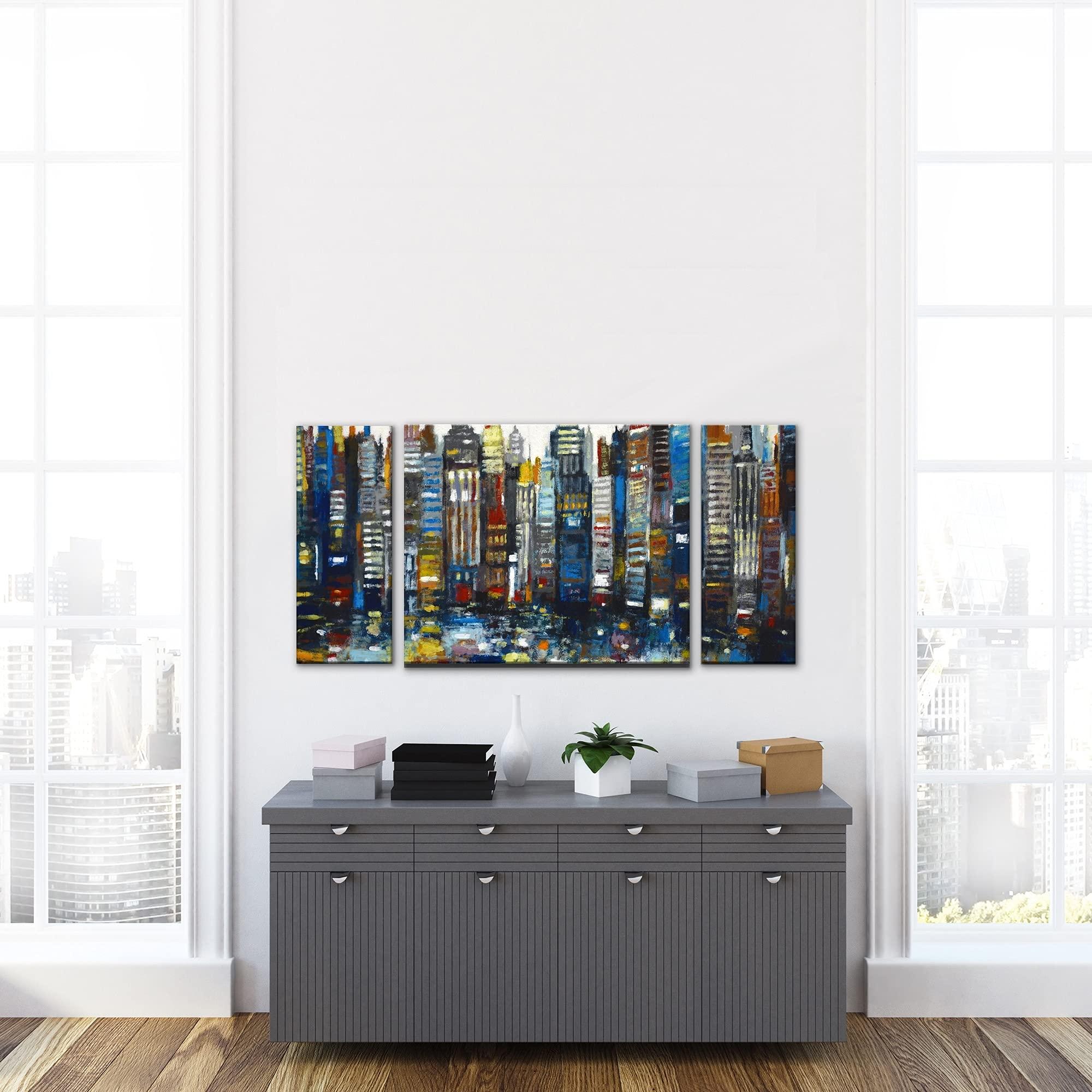 Ready2HangArt Ready2HangArt \'Never Sleeps\' 3 Piece Wrapped Canvas Wall Art Set by Norman Wyatt Jr.