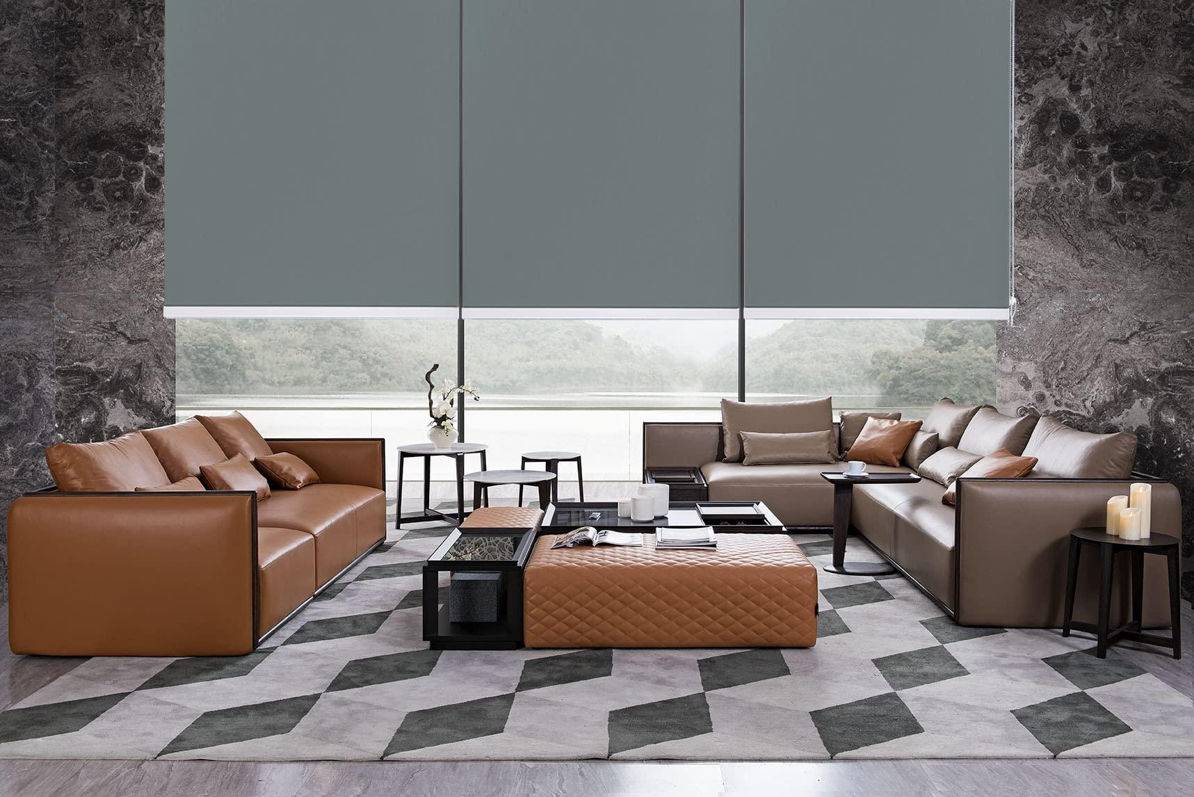 GRLIVA GRLIVA Gray Roller Blinds Blackout Roller Window Shades,Thermal Insulated Fabric Blinds for Windows/Bedroom/Doors/Office,Room Darkening Window Blinds and Shades,Easy to Install,60" W 60" H