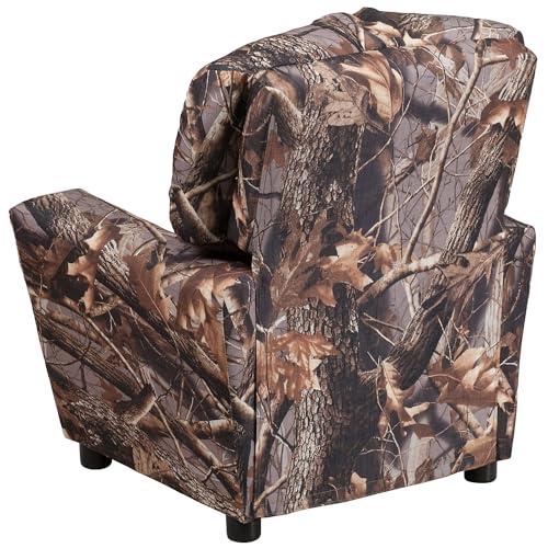 Flash Furniture Flash Furniture Chandler Vinyl Kids Recliner with Cup Holder and Safety Recline, Contemporary Reclining Chair for Kids, Supports up to 90 lbs., Camouflage