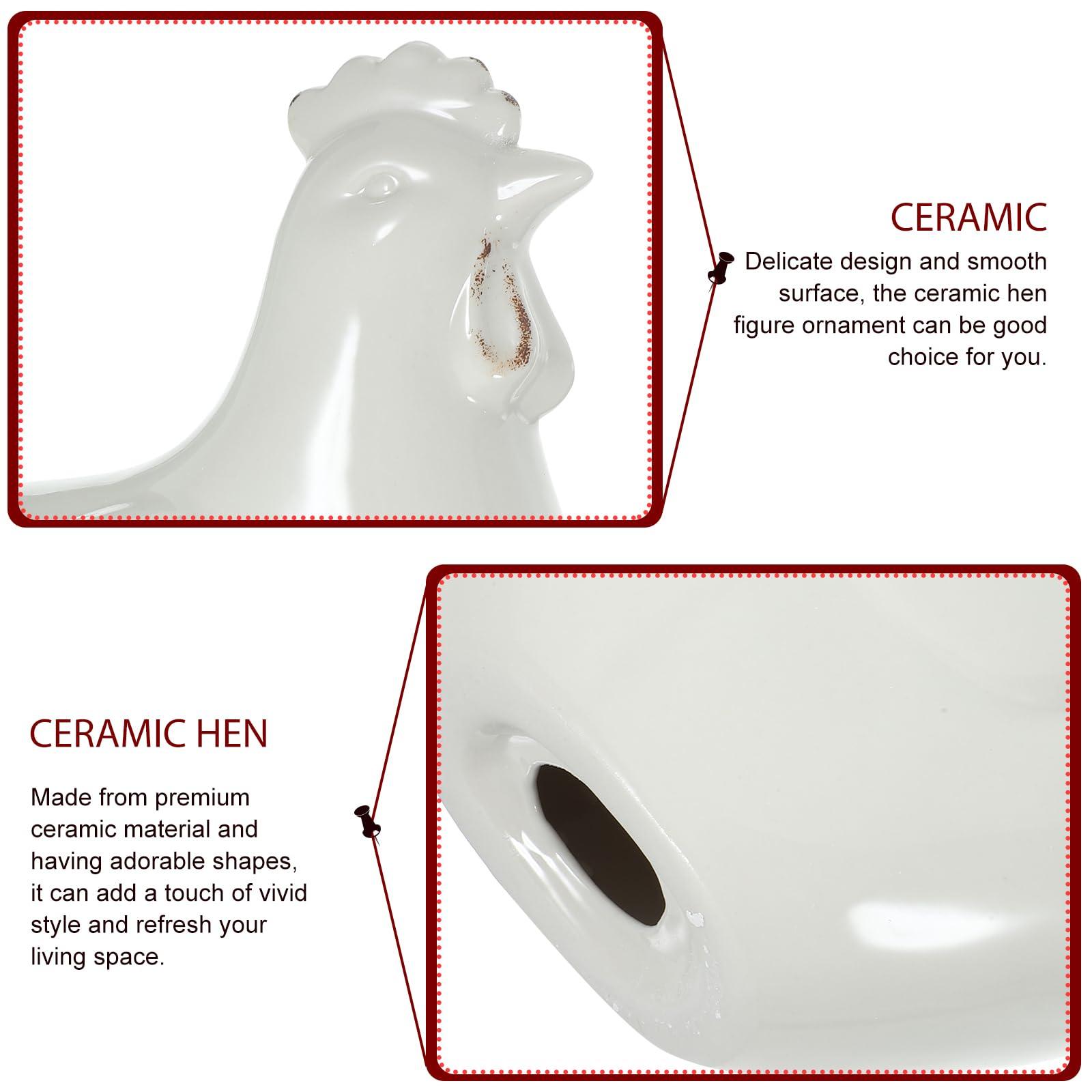 Luxshiny Luxshiny Ceramic Hen Figurines Tabletop Easter Chicken Statue Model Porcelain Animal Farm Sculpture Standing Rooster Figurine Farm Animal Statue Collectible