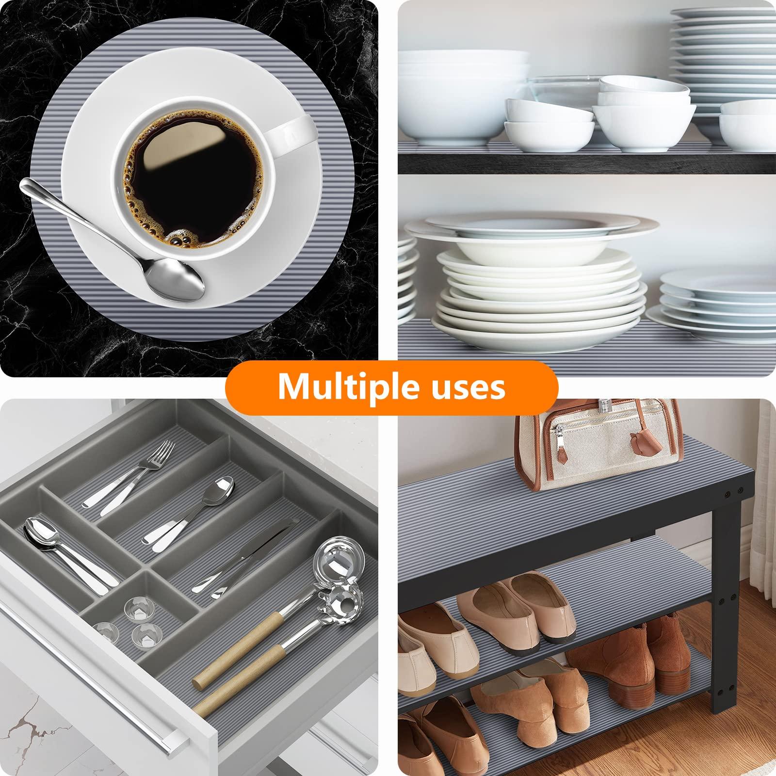 Smartshelf Shelf Liners for Kitchen Cabinets Non Adhesive Drawer Liner EVA Material Cupboard Mat Waterproof Refrigerator Mats Washable Fridge Liner for Cupboard and Desks Clear Shelf Liner 11.8 x 393.7 Inches