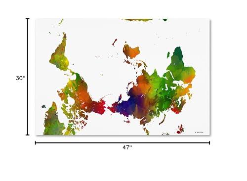 Trademark Fine Art Trademark Fine Art MW0186-C3047GG Upside Down Map of The World Clr 1 by Marlene Watson, 30x47-Inch, 30 in x 47 in