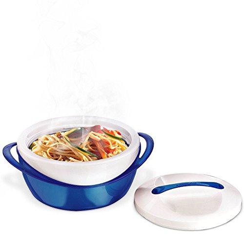 Pinnacle Thermoware Pinnacle Large Insulated Casserole Dish with Lid 2.6 qt. Elegant Hot Pot Food Warmer/Cooler -Thermal Soup/Salad Serving Bowl Stainless Steel Hot Food Container Best Gift Set for Moms Holidays Blue