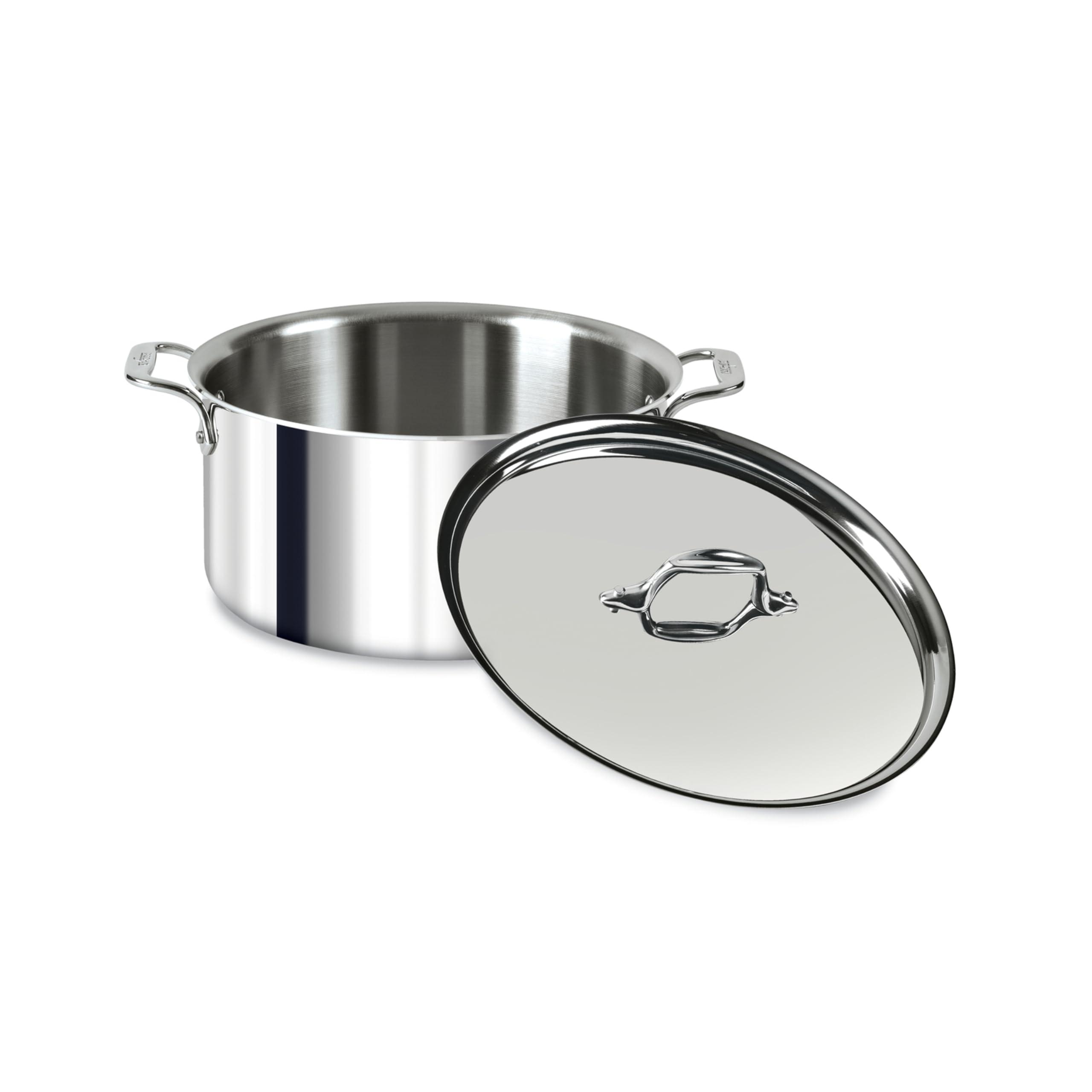 All-Clad All-Clad D3 3-Ply Stainless Steel Stockpot with Lid 8 Quart, Induction, Oven Broiler Safe 600F, Silver