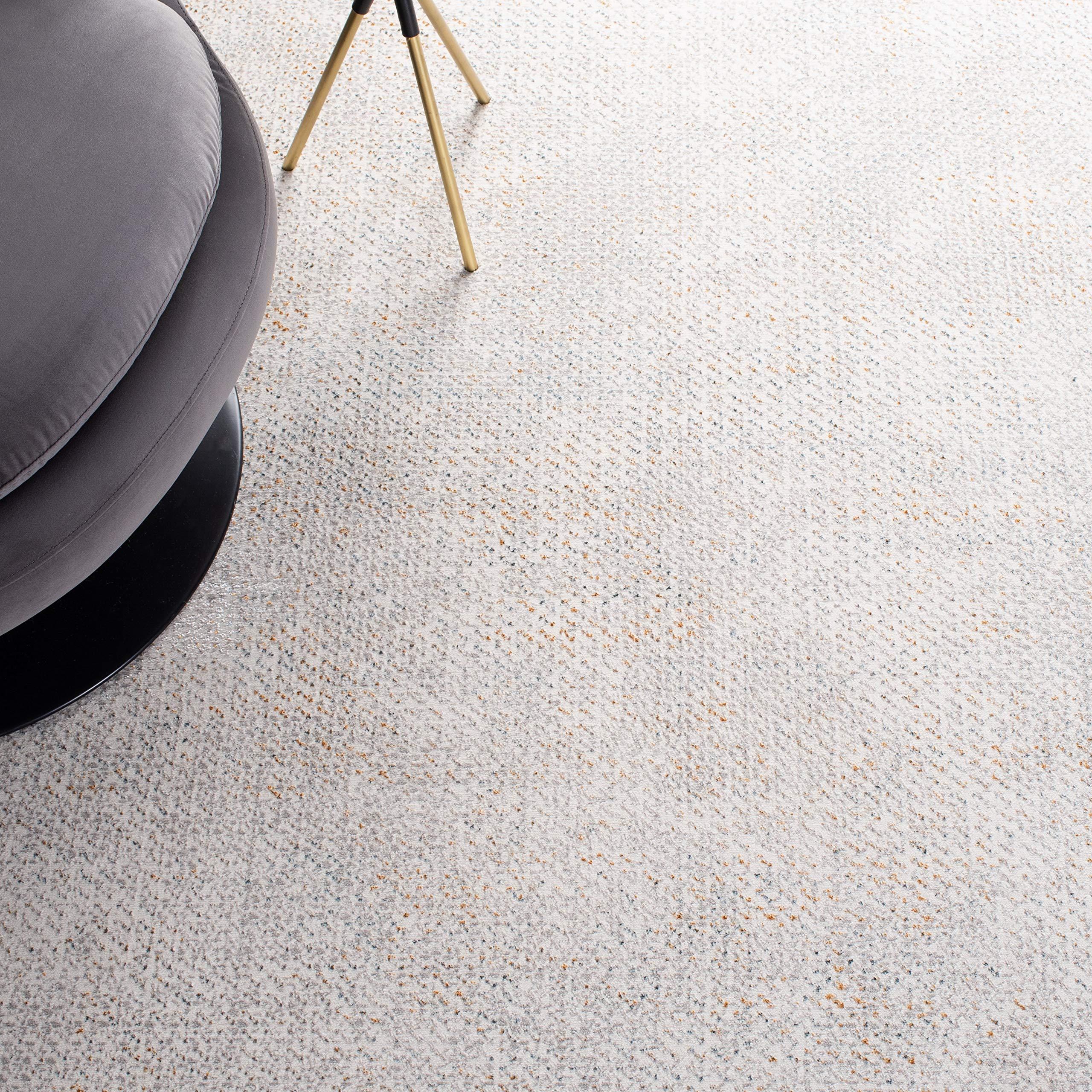 Safavieh SAFAVIEH Sonoma Collection Area Rug - 6'7" Square, Grey & Ivory, Modern Abstract Distressed Design, Non-Shedding & Easy Care, Ideal for High Traffic Areas in Living Room, Bedroom (SON370F)