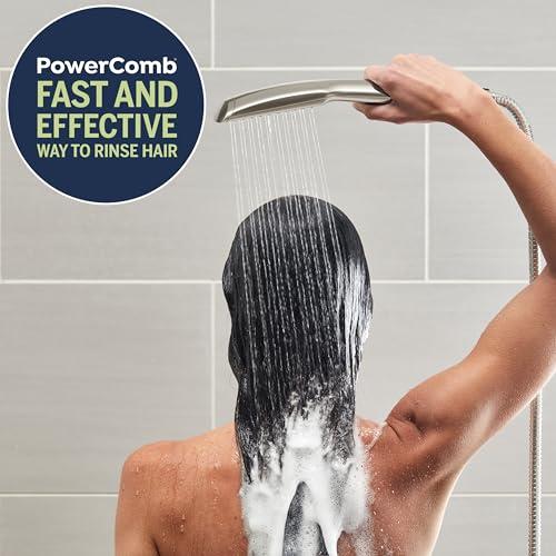 Waterpik Waterpik High Pressure Pulsating Shower Wand and Rain Shower Head Combo with Extra-Long 8-Foot Metal Hose, HairWand Pulse Spa System 12 Spray Modes for Hair and Body, Brushed Nickel
