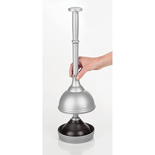 mDesign mDesign Plastic Modern Compact Toilet Plunger and Toilet Bowl Brush for Bathroom Storage Organization - Sturdy, Heavy Duty, Deep Cleaning Accessories - Hyde Collection - Set of 2 - Silver