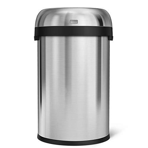simplehuman simplehuman 115 Liter / 30 Gallon Bullet Open Top Trash Can Commercial Grade Heavy Gauge, Brushed Stainless Steel