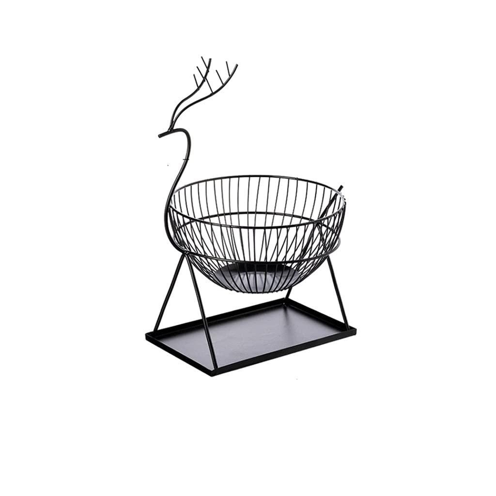 YUHINN YUHINN Fruit Basket Bowl Creative Wrought Iron Fruit Plate,Fruit Bowls Living Room Home Coffee Table Fruit Basket Bread Snacks (Color : Black)