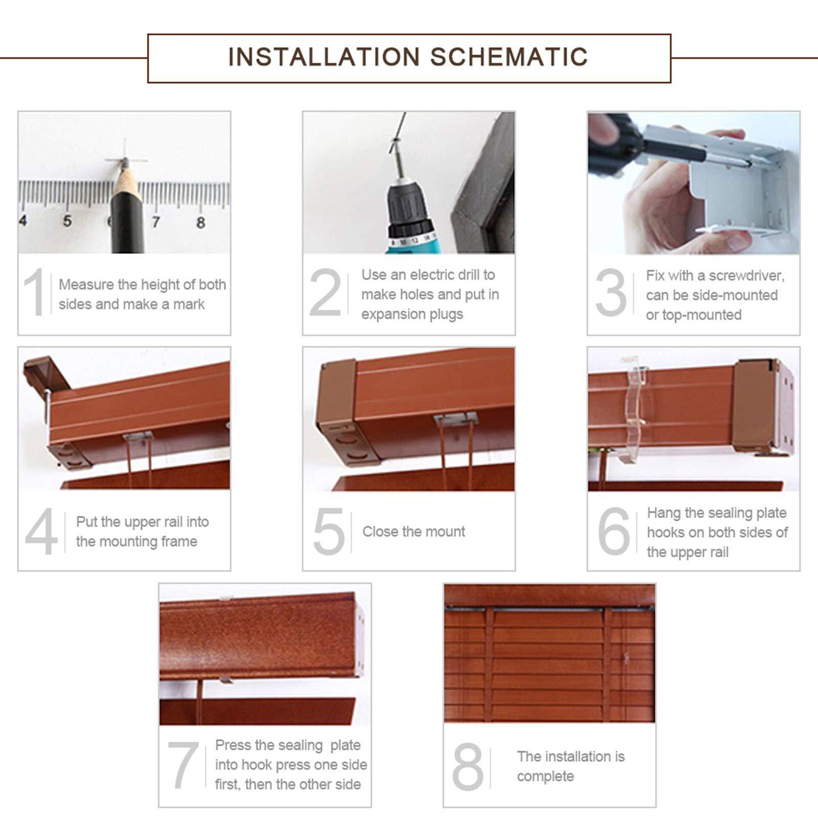 Jolan Window Blinds,Wooden Blinds,Shades for Home,Semi-Blackout,Dark Oak,Faux Wood Blinds,with Lifter.,50x90cm/20x35in