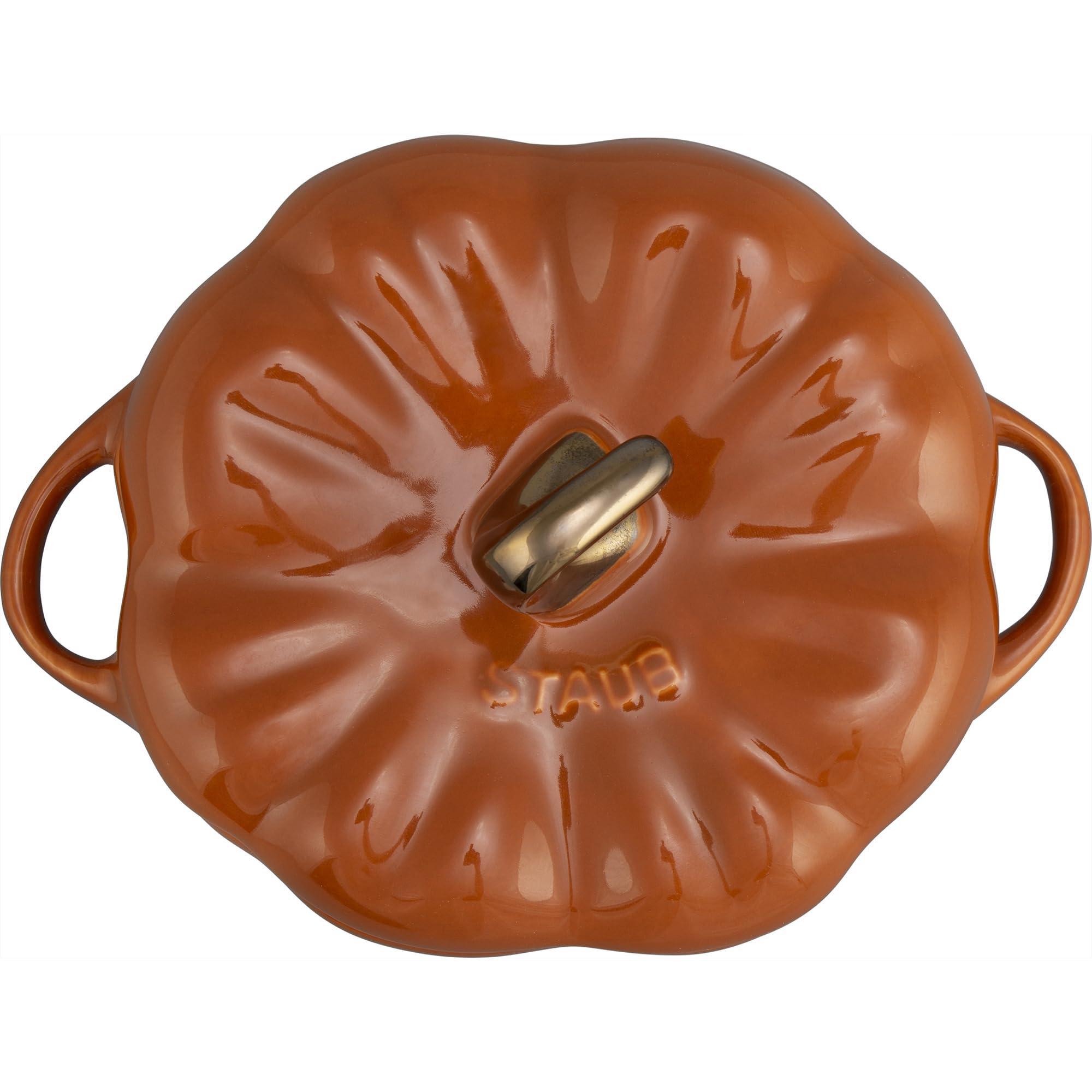 STAUB STAUB Ceramic 0.75-qt Petite Pumpkin, Oven & Stove Safe up to 572F, Pumpkin Dish, Baking Candy Burnt Orange