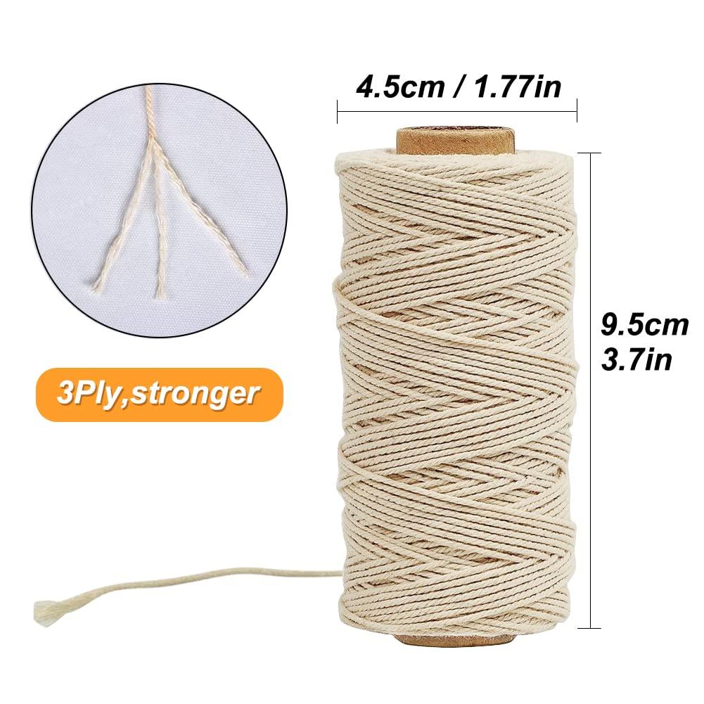 Tenn Well Tenn Well Butchers Cooking Twine, 328 Feet 3Ply 1mm Cotton Bakers Twine, Food Safe Kitchen String for Roasting, Trussing Meat and Turkey, Food Prep, Baking and More