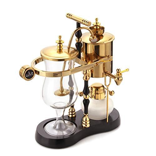 Diguo Diguo Belgian/Belgium Family Balance Siphon/Syphon Coffee Maker, Elegant Double Ridged Fulcrum with Tee Handle (Egyptian Black & Gold)