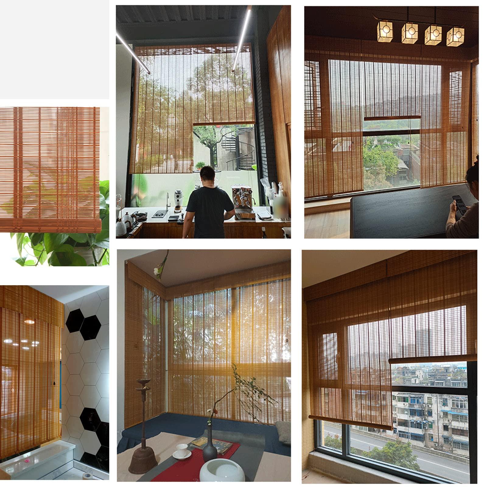 KUISOGAN KUISOGAN Natural Bamboo Roman Shade,Eco Friendly Bamboo Roller Blind,Side Pull Window Blinds,Sun Protection Bamboo Shades,Window Shade for Kitchen/Office/Garden Door,Customizable (W30 xH47)